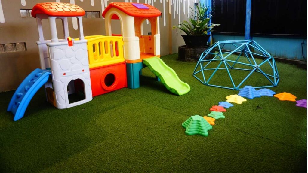 Kid Safe Artificial Turf Care Sanitizing Play Zones and Fall Infill